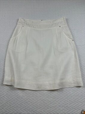 Sandwich 100% Linen Classic Off White Cream Mini Skirt with Front Pleats